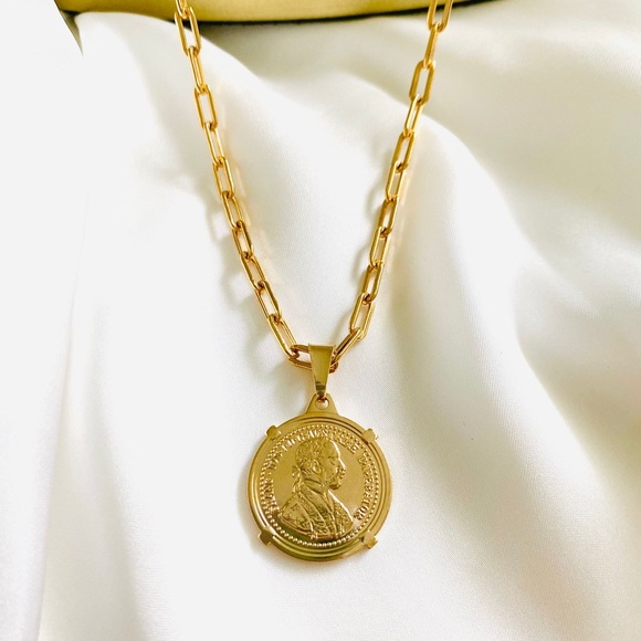 Paperclip Coin Necklace - Picture 2 of 4